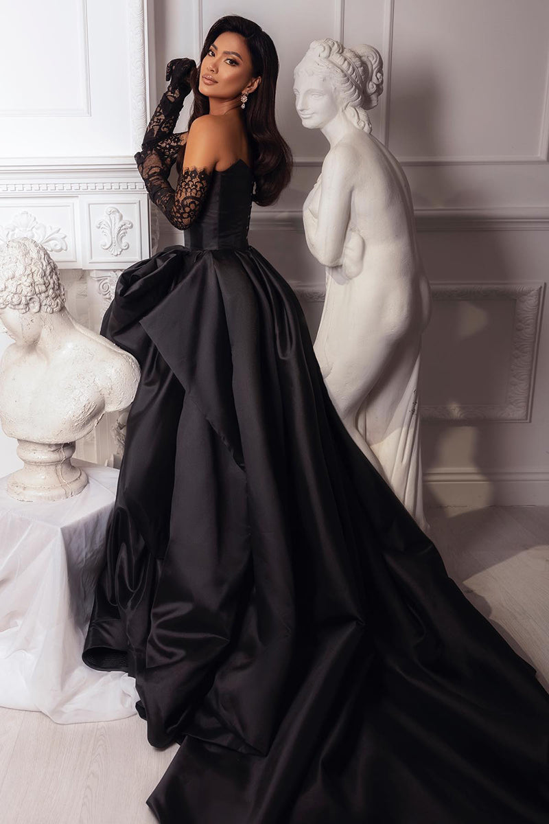 Black Magic Queen vibes!!!👸🖤 This gorgeous black satin ball gown goes  perfectly with this dramatic tiara 🖤 Visit us today and find your pe… |  Instagram